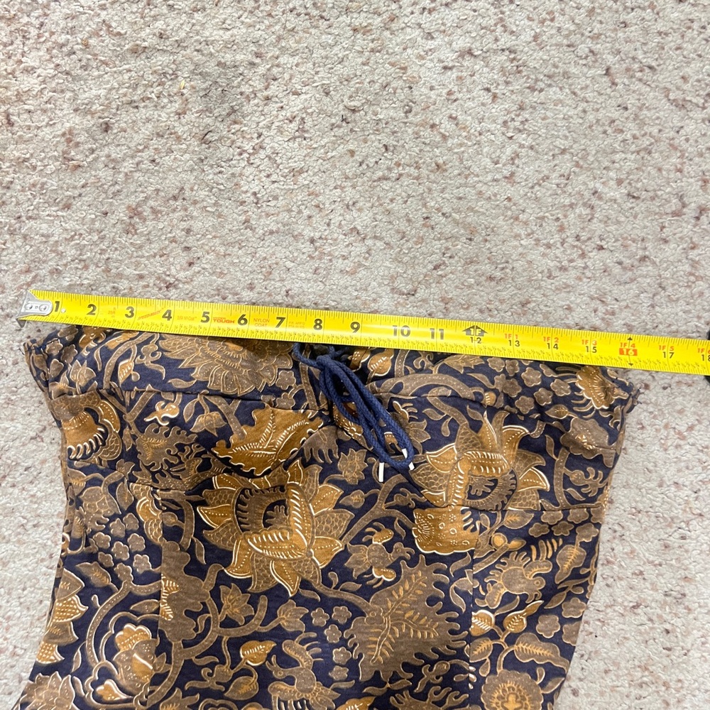 VNTG Claudine Bueché brown strapless floral cotton couchette pockets dress sz 10 - Picture 10 of 15